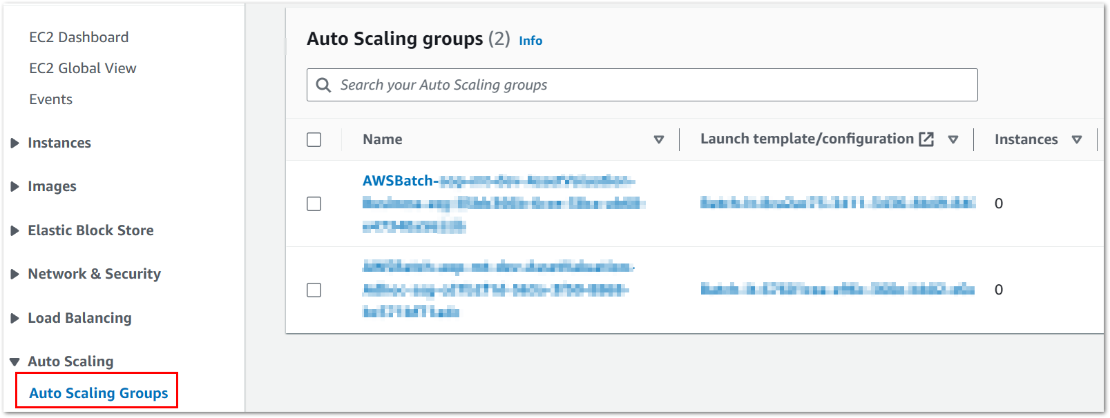 Auto Scaling Groups List