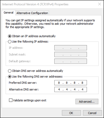 Network Interface DNS Settings